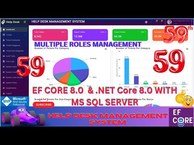 EP 59 Help Desk Management System EF Core NET Core ll .NET 8.0 Tickets, Users, Roles Management,