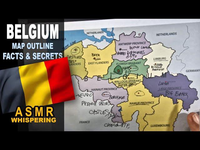 BELGIUM !! map contour tracing & provinces | Facts and Secrets | ASMR whispered geography facts