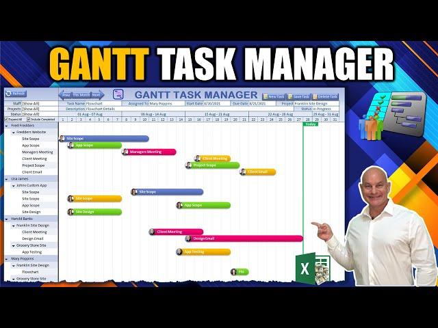 How To Create A Drag & Drop Gantt Style Task Manager In Excel [Full Masterclass + Free Download]