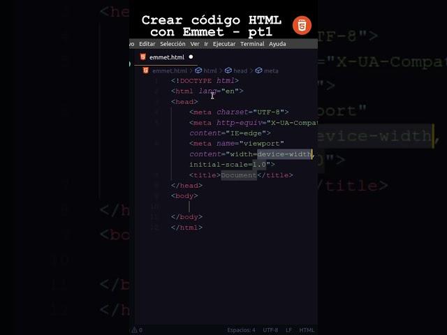 Crear código HTML con Emmet - pt1