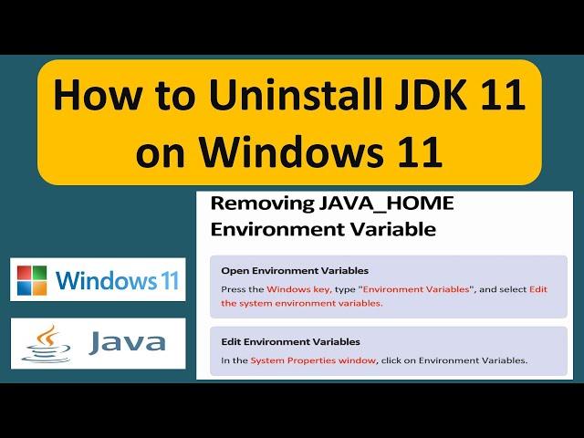 How to Uninstall JDK 11 on Windows 11 | Java JDK 11 Uninstallation on Windows