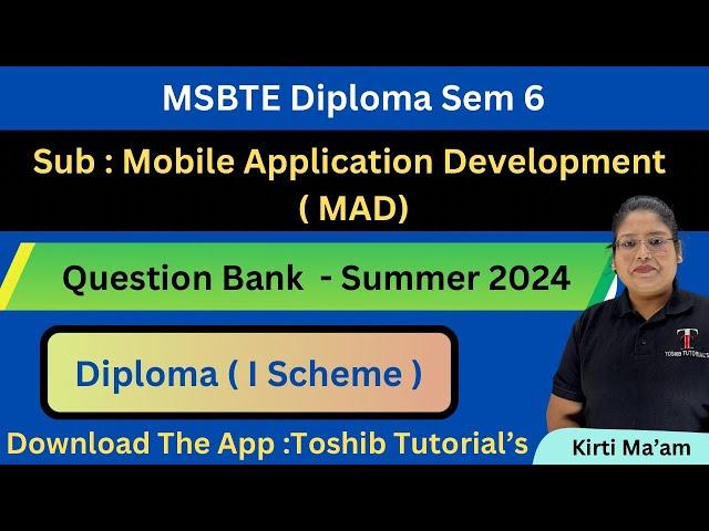 MSBTE | Mobile Application Development Important Questions | MAD | Toshib Tutorials