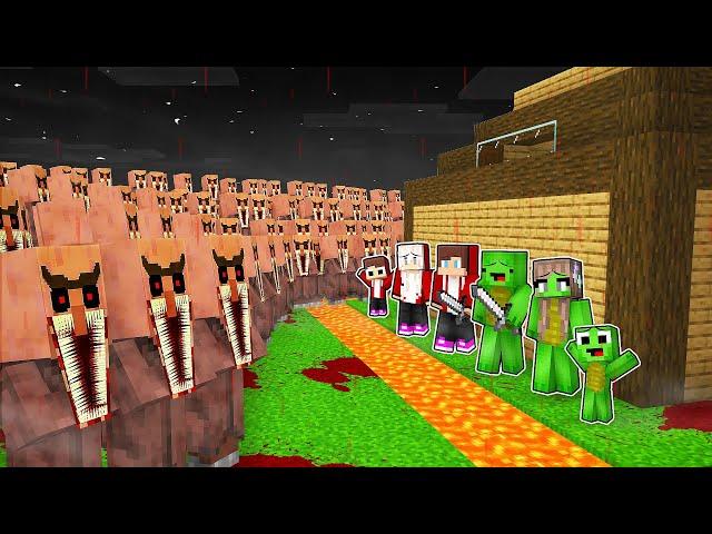 Mikey Family & JJ Family Security House vs Scary Villagers in Minecraft (Maizen)