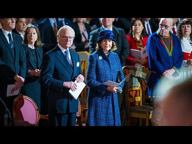 King Carl Gustaf and Queen Silvia at church cermoni in Uppsala Cathedral