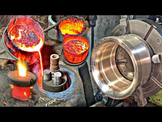 Incredible Manufacturing Process of Biggest Shaf Bush Roll Machine Brass Casting process in industry