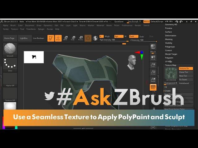 #AskZBrush - Is There a Way to Apply a Seamless Alpha and Texture Across a Section of a Model?