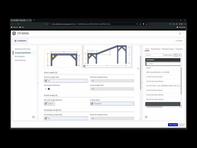 Virtual Tour: Automated configuration, pricing and quoting for conveyor systems with Tacton CPQ