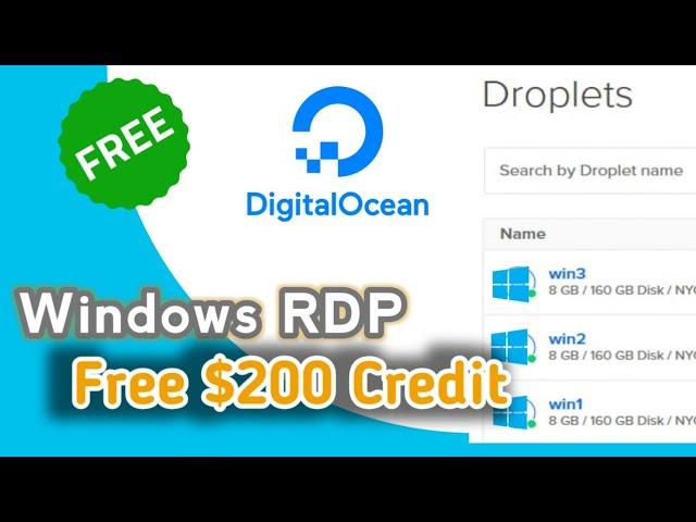 Free RDP.  How to Create A Windows RDP Server on Digital Ocean [Free Trial Credit]