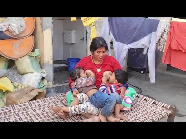 Desi Village Aunty Breastfeeding Vlog | Family Breastfeeding | Hot | Unbelievable Charity