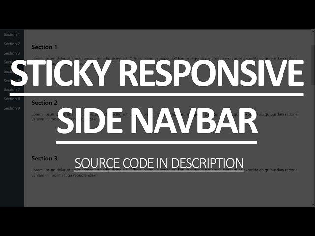 Sticky Side Navbar | Responsive Sticky Navbar | Full Website | HTML, CSS & JavaScript