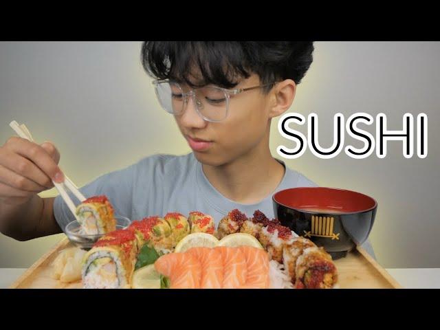 SUSHI *Canada Roll and Deluxe Spicy Roll with Salmon Sashimi | N.E Let's Eat