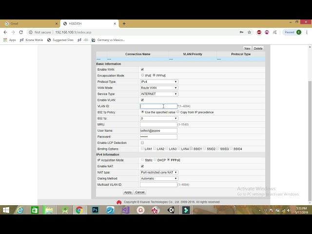 HG8245H INTERNET CONFIGURATION