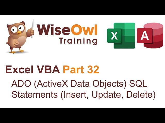 Excel VBA Introduction Part 32 - ADO (ActiveX Data Objects) SQL Statements (INSERT, UPDATE, DELETE)