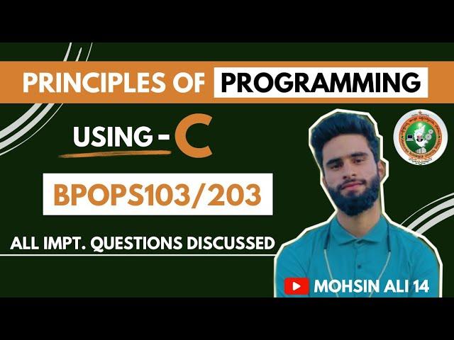 Principles Of Programming Using C||BPOPS103/203 Vtu ||Pass with Ease
