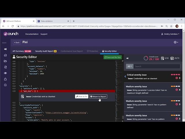 42Crunch API Security Platform: Fixing Security Issues in Your OpenAPI File