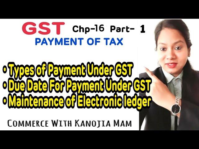 Payment of Tax| Types of Payment Under GST| Due Date For Payment | Maintenance of Electronic Ledger