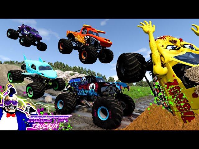 Monster Jam INSANE Racing, Freestyle and High Speed Jumps #24 | BeamNG Drive | Grave Digger