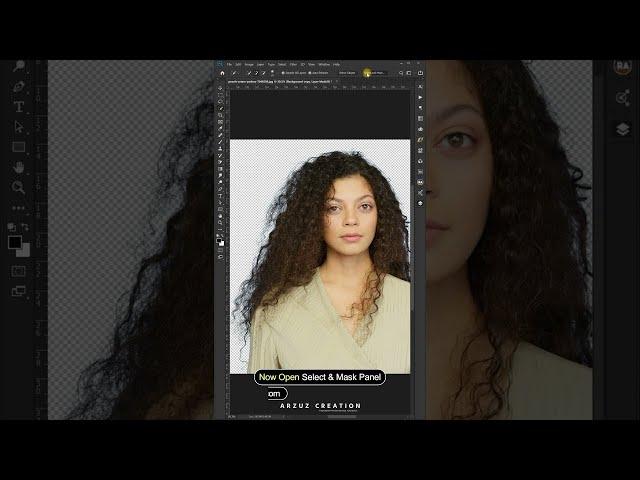 How to cut out hair in photoshop (using select and mask tools) #shorts