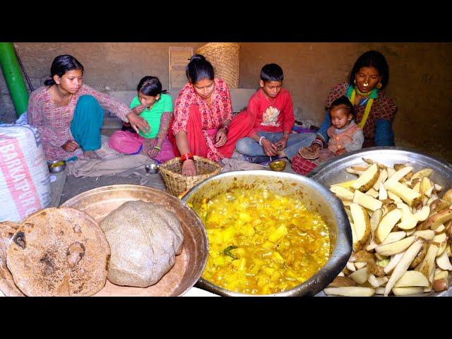 dharme brother family cooking potato and cabbage mix curry || @ruralnepall