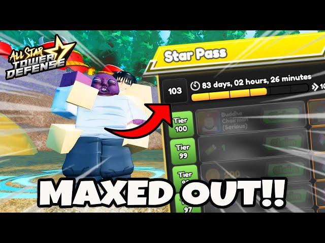 Finishing Season 8 Star Pass Tier 100 AFK Grind | Maxed Out Fast! | All Star Tower Defense Roblox