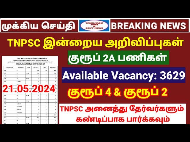 குரூப் 2A பணிகள் |  Tnpsc group 2A vacancy Report | TNPSC Press release  | TNPSC Today Announcements