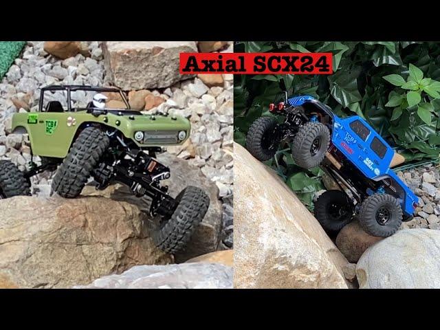 SCX24’s making tough climb At Home Obstacle Course. Deadbolt’s/C10/Gladiator.