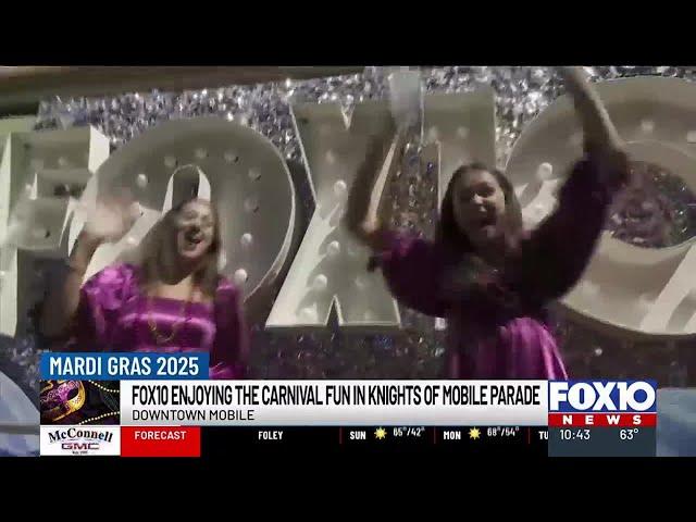 FOX10 float and crew in the Knights of Mobile parade