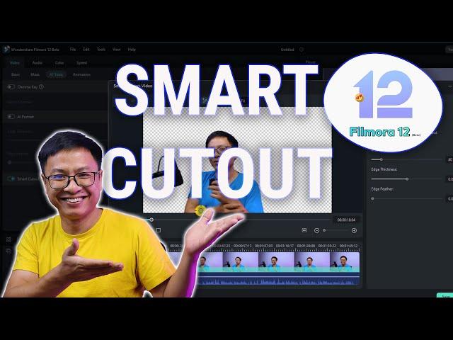 Filmora 12 (Beta) Smart Cutouts Tutorial | Removing Video Background without Green Screen