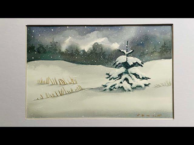 Christmassy Snowy Pine Tree - Winter Landscape - By Vamos