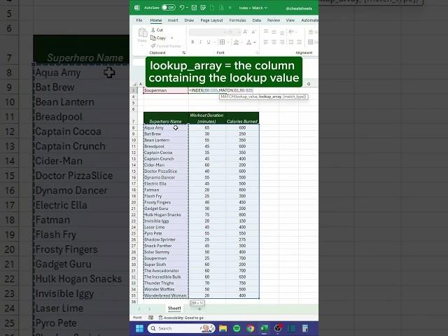 How to use Index +Match in Excel#exceltips #spreadsheets #corporate #accounting #finance #workhacks 