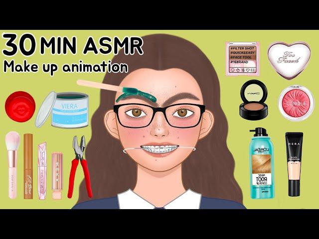 ASMR NO BGM 버전 메이크업 애니메이션 모음집 | 너드학생, 서양인, 토끼이빨, 여드름, 여신강림 | NO BGM ver. Makeup Animation Collection