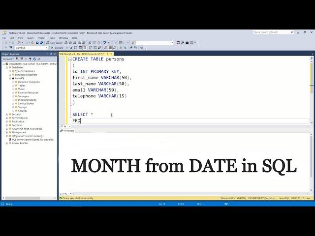 How to get MONTH from DATE in SQL