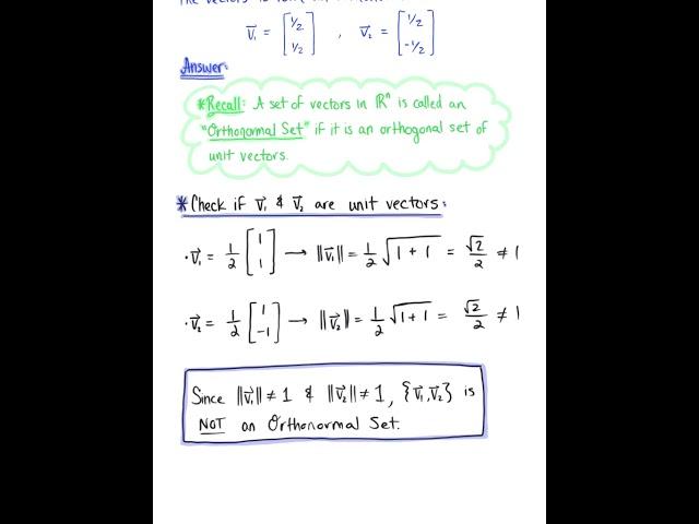 Orthonormal Sets of Vectors (Example)