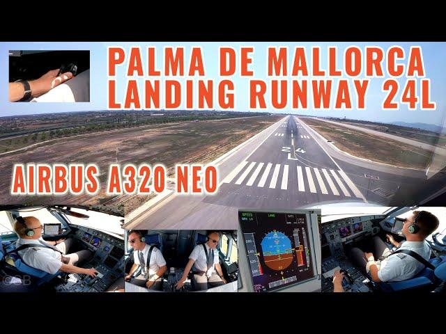 Mallorca (PMI) | Brand new Airbus A320 NEO approach + landing runway  24L | pilots + cockpit view