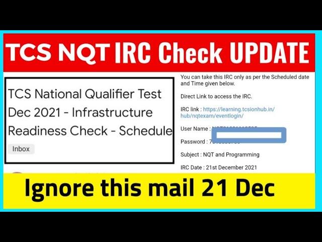 TCS NQT IRC Check- Ignore this email