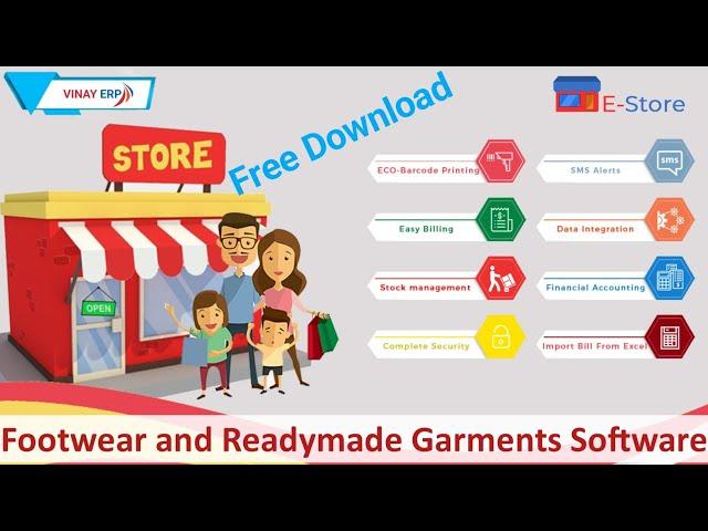 Free Download Garments & Footwear Shop GST Ready ERP Software 4 Barcode Based Billing. @vinayerp