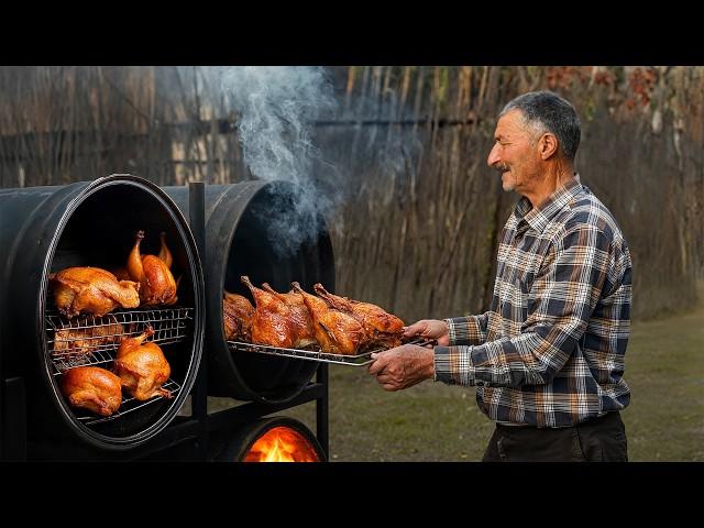 Village-Style Smoked Chicken: Juicy Meat Cooked in a Barrel️