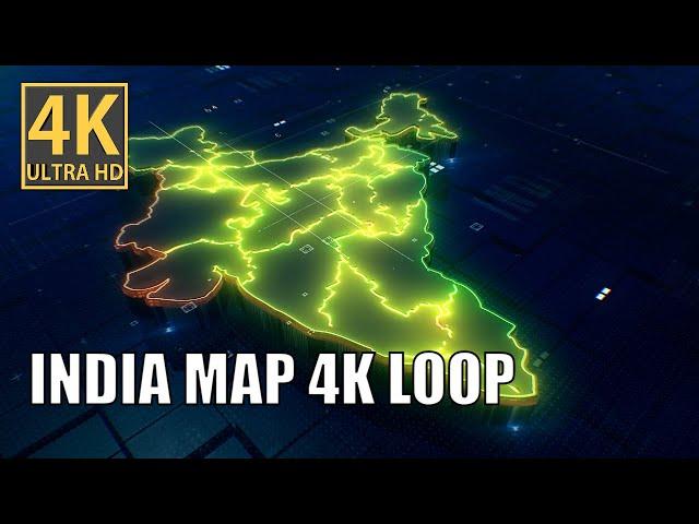 INDIA MAP 4K LOOP - The Most Amazing Map EVER! free stock footage.