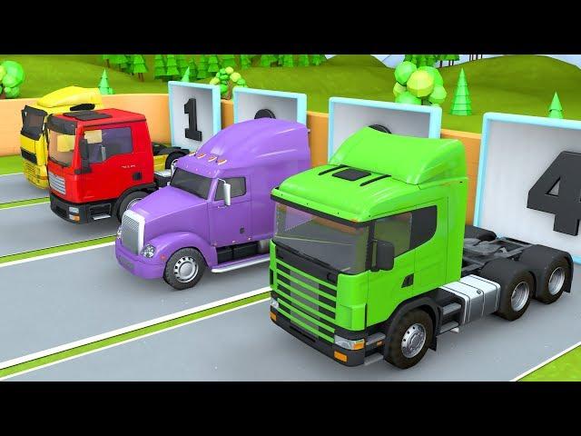 Showing Tractor Trucks and Trailers | Oil Tanker, Сar carrier, Dump Trucks for Kids