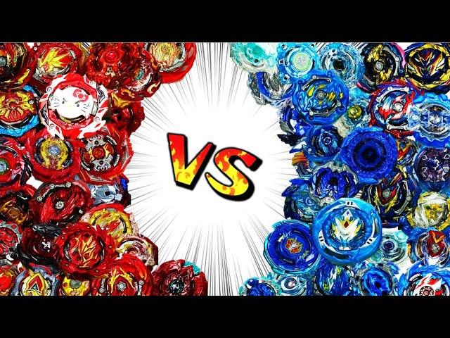 100 RED BEYBLADES vs 100 BLUE BEYBLADES