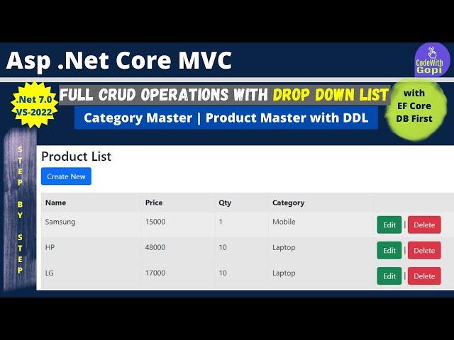 Full CRUD Operations with Drop down List in ASP.NET Core | CRUD Application with ASP.NET Core