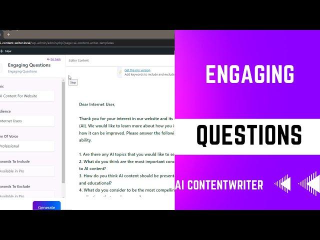 How to Create Engaging Questions using WP AI Content Writer