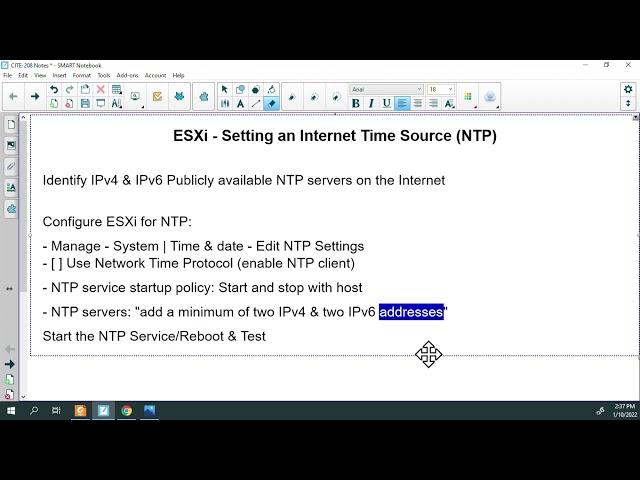 ESXi Configuring NTP