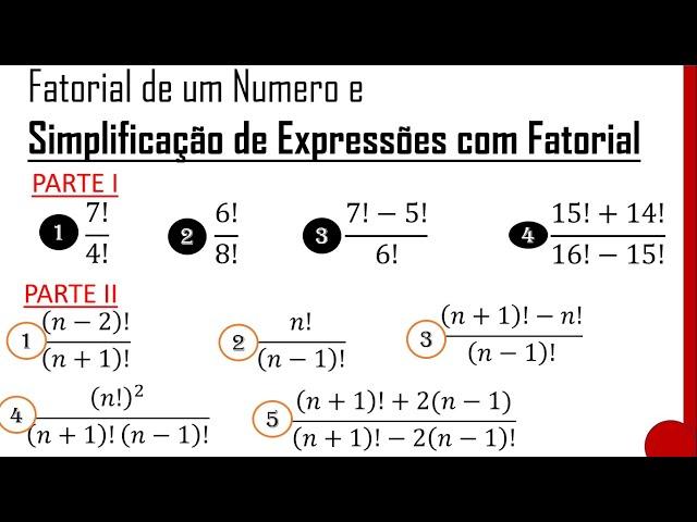 FATORIAL DE UM NÚMERO E SIMPLIFICAÇÃO DE EXPRESSÕES COM FATORIAL