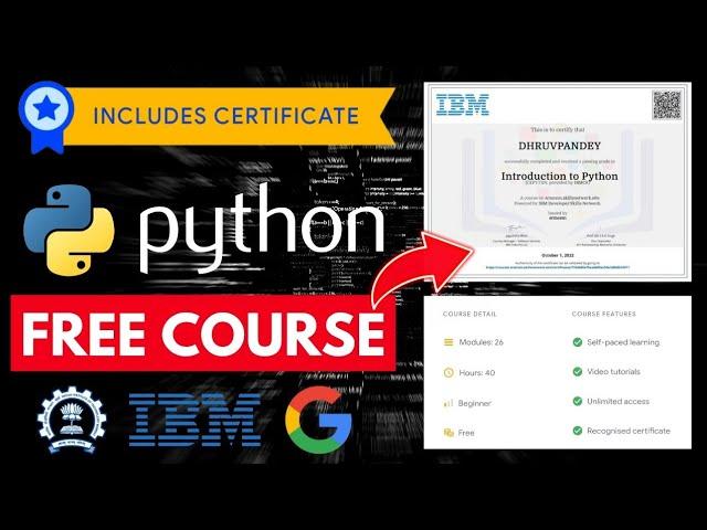 FREE Python Courses with Certificate | Learn Python for Free in 2024