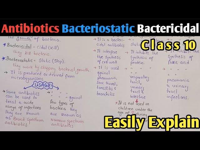 Antibiotics | Bacteriostatic And Bactericidal Antibiotics | Class 10 Biology