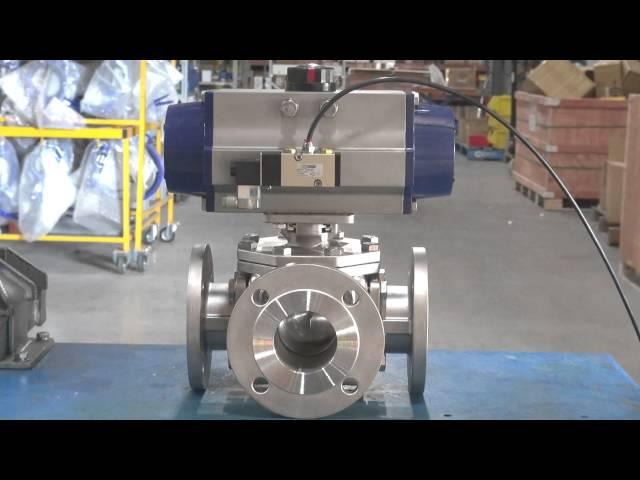 3 way Flanged Pneumatically Actuated Ball Valve