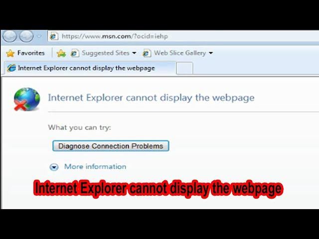 internet explorer cannot display the webpage. diagnose connection problems internet explorer||