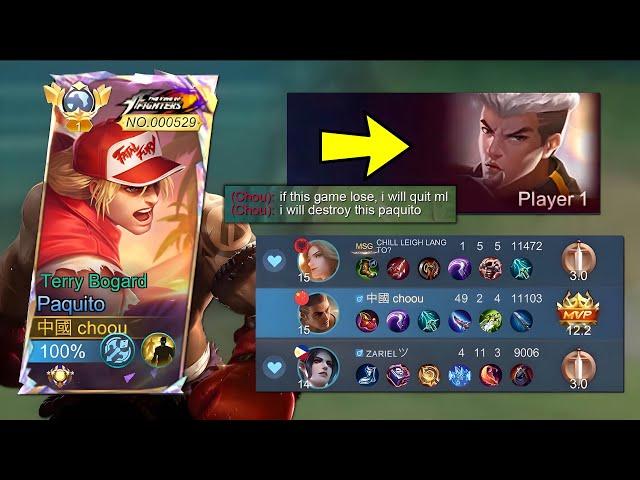 ENEMY REGRET BANNING CHOU  he didn’t know my paquito oneshot - Mobile Legends