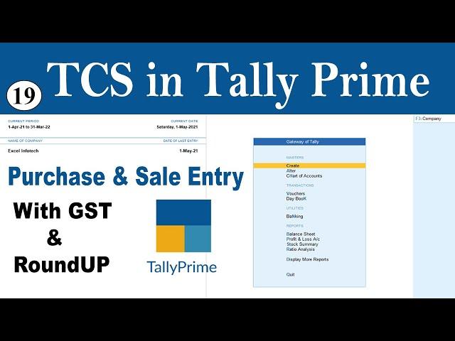 TCS Entry in Tally Prime - TCS On Purchase & Sale Entry in Tally Prime - TCS Entry With GST in Tally